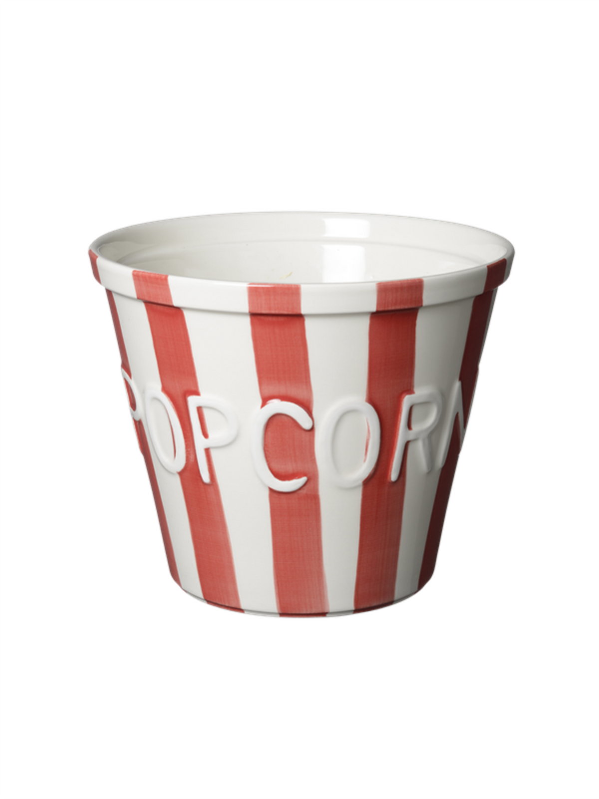 Popcornskål - Red Stripes Med Hvit Tekst