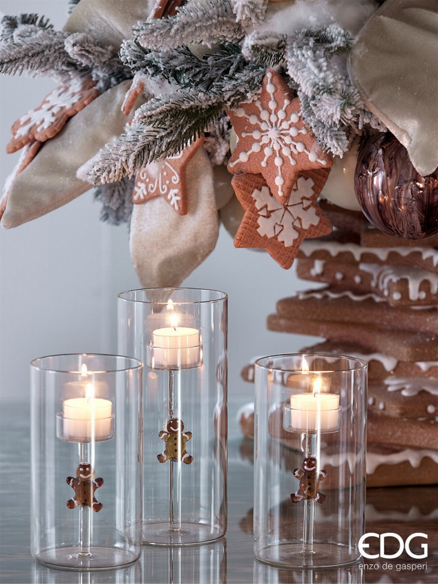 Lysholder - Pepperkakemann 16x9cm