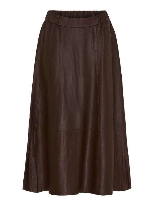 A-Shape Skirt Leather - Espresso
