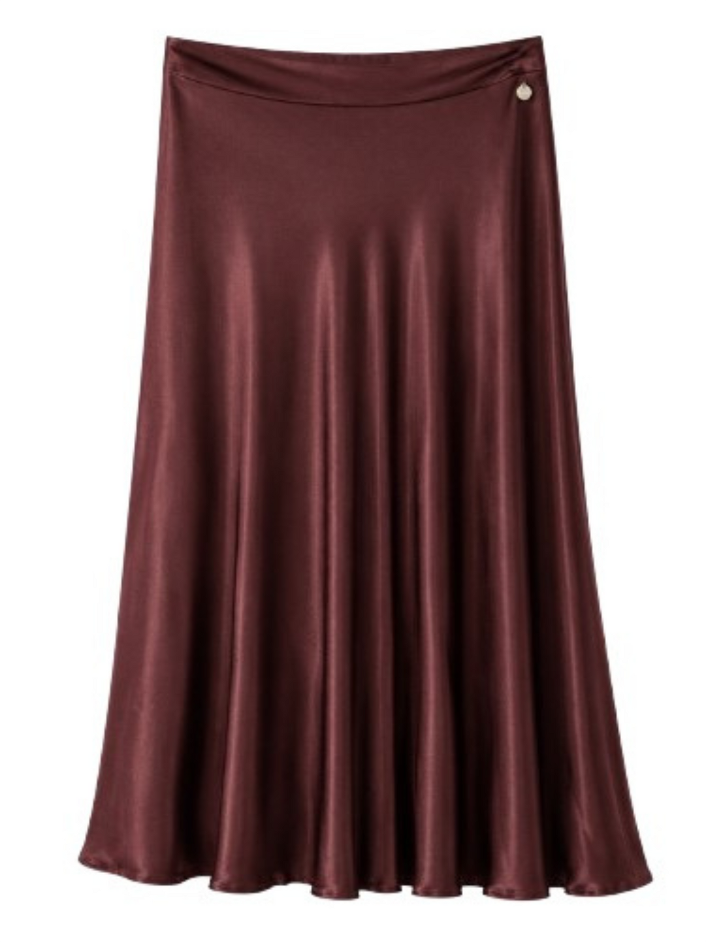 Satin Bias Cut Skirt - Bordeaux