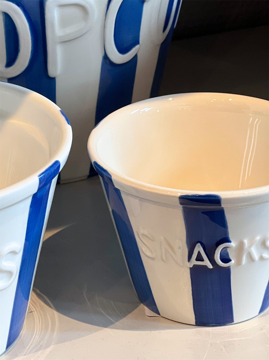 Snacksskål - Blue Stripes M/Hvit Tekst