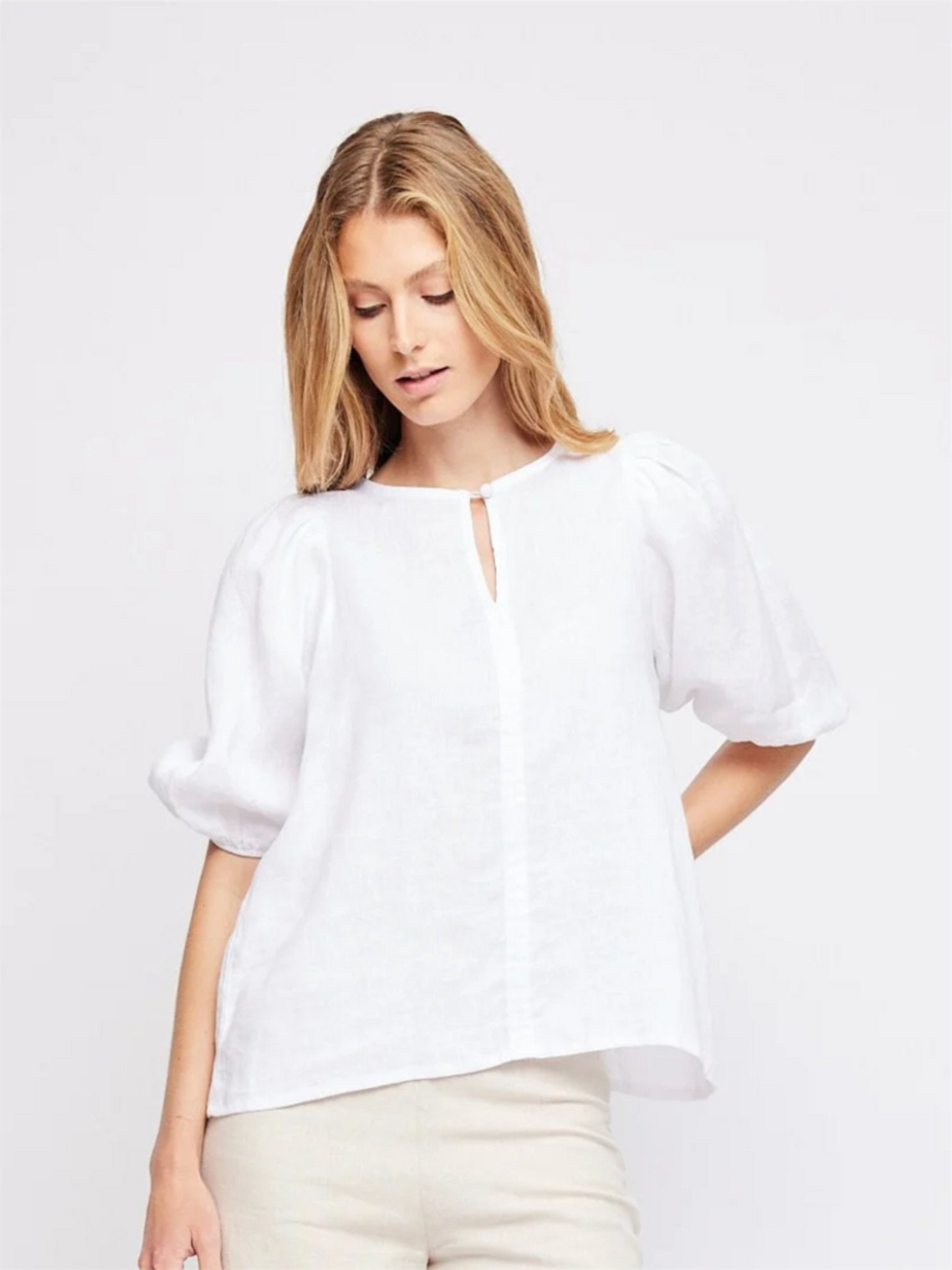 Anna Linen Top - White