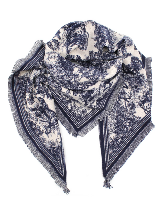 Trekantskjerf Toile de Jouy - Navy