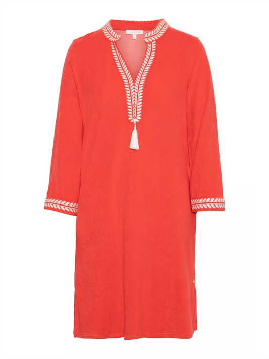 Kaftan Short Dress - Coral