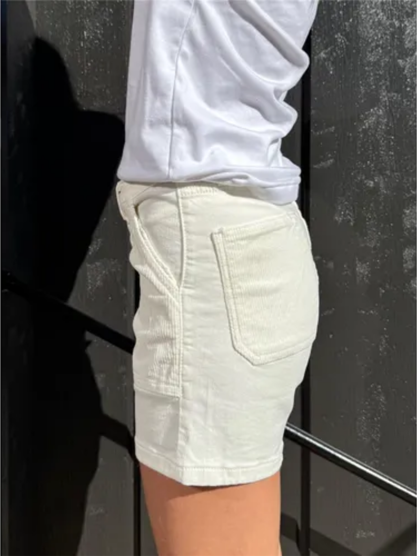Emilia Cashmere Cord Shorts - Ecru