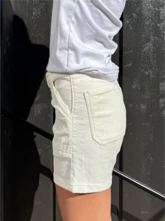 Emilia Cashmere Cord Shorts - Ecru