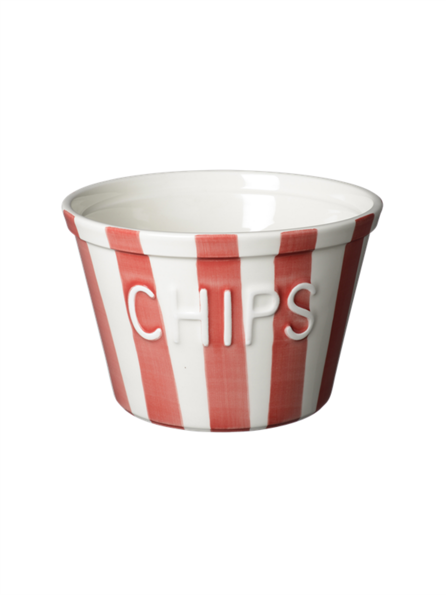 Chipsskål - Rød Stripet M/Hvit Tekst
