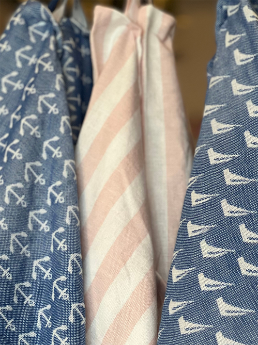 Kjøkkenhåndkle Bred Rand 15mm - Rosa/Hvit