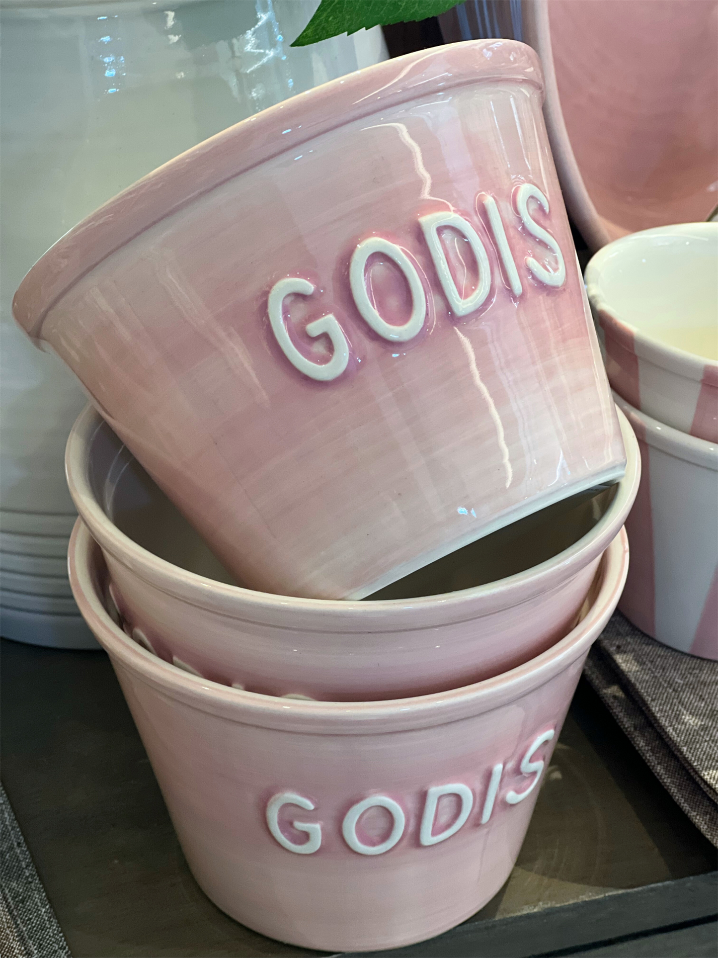 Godis Skål - Soft Pink Med Hvit Tekst