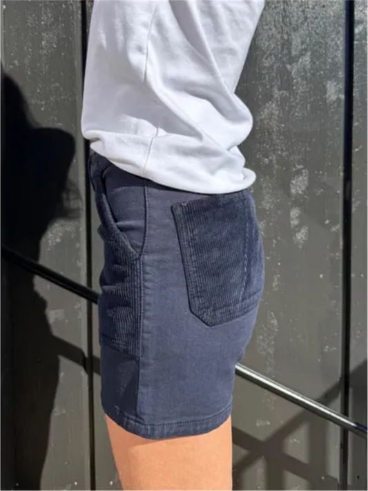 Emilia Cashmere Cord Shorts - Navy