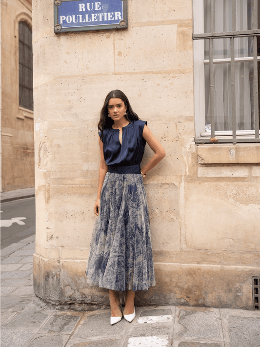 Amber Skirt - Navy Blue - at home