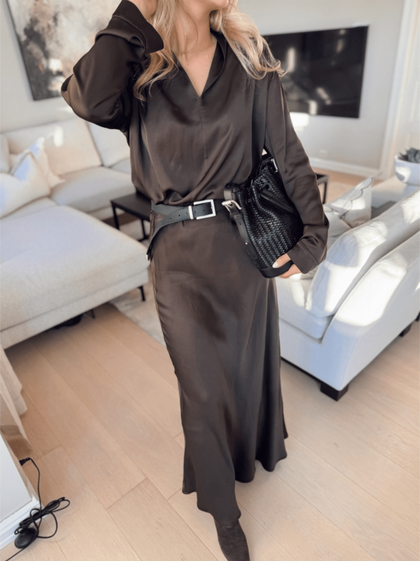 Blouse Solid - Mokka - at home