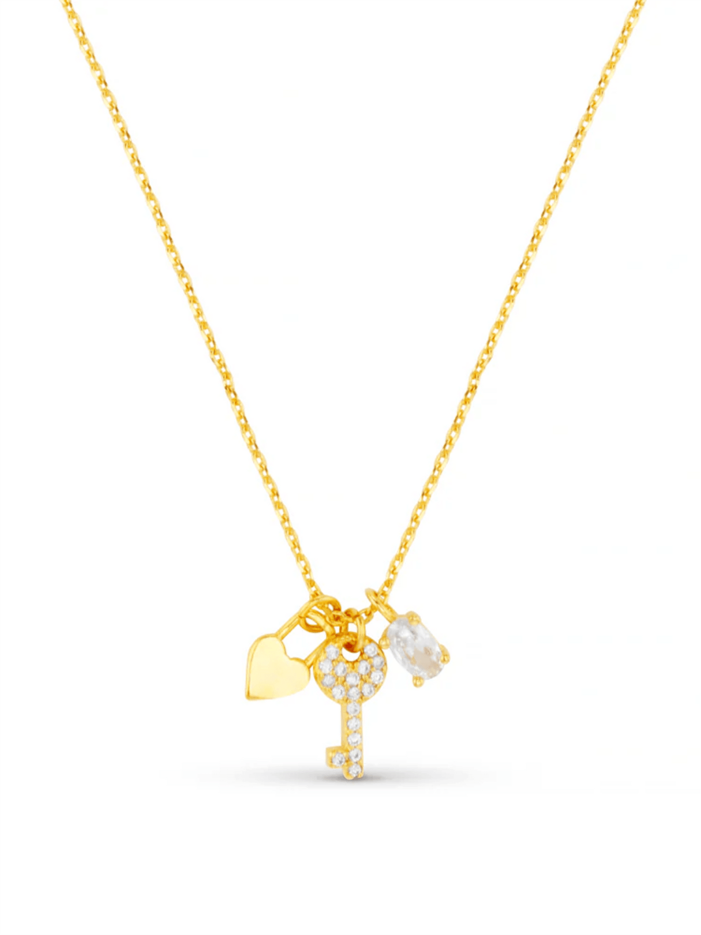 Charm Cluster Necklace - Gold - at home