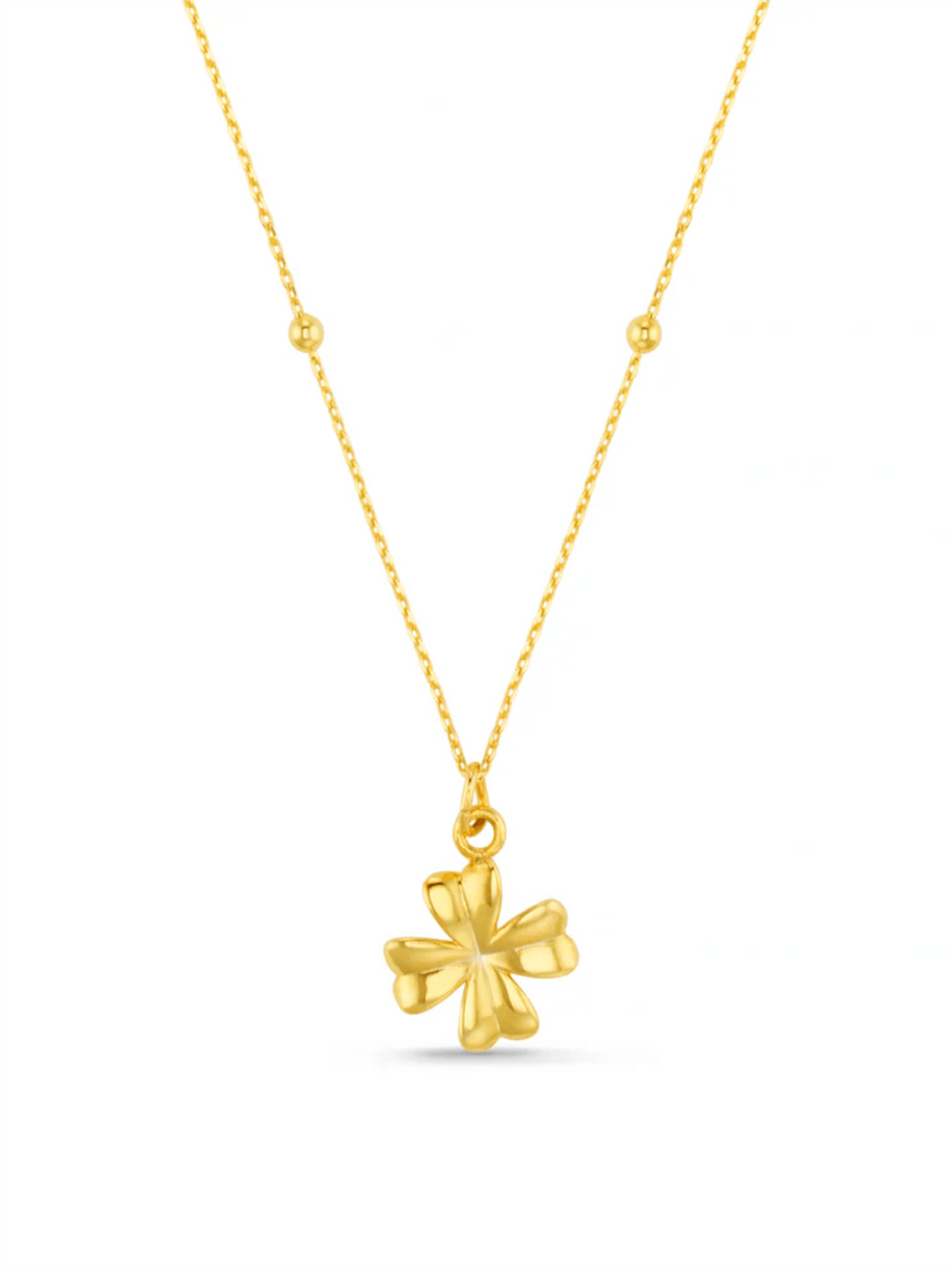Clover Charm Necklace - Gold - at home