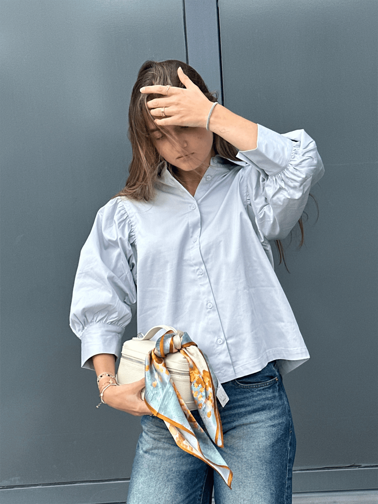 Diana Blouse - Light Blue - at home