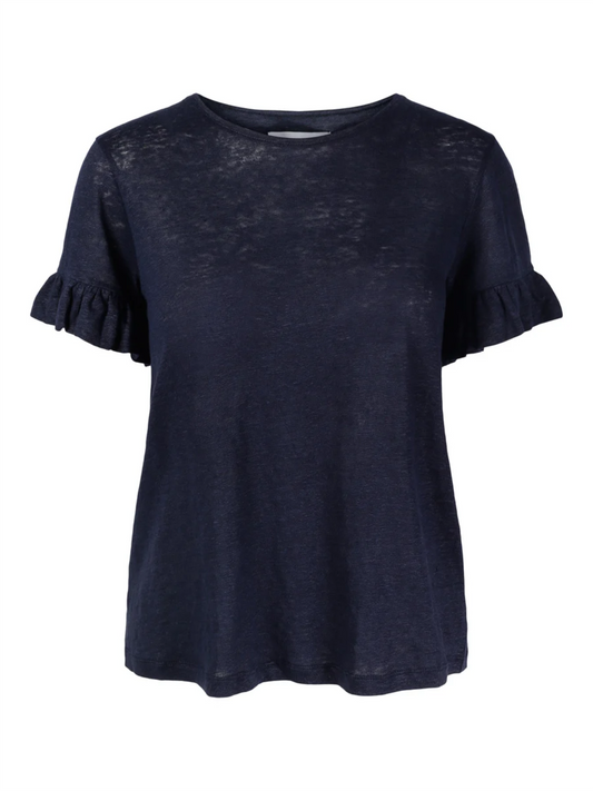 Lara Linen Tee - Navy