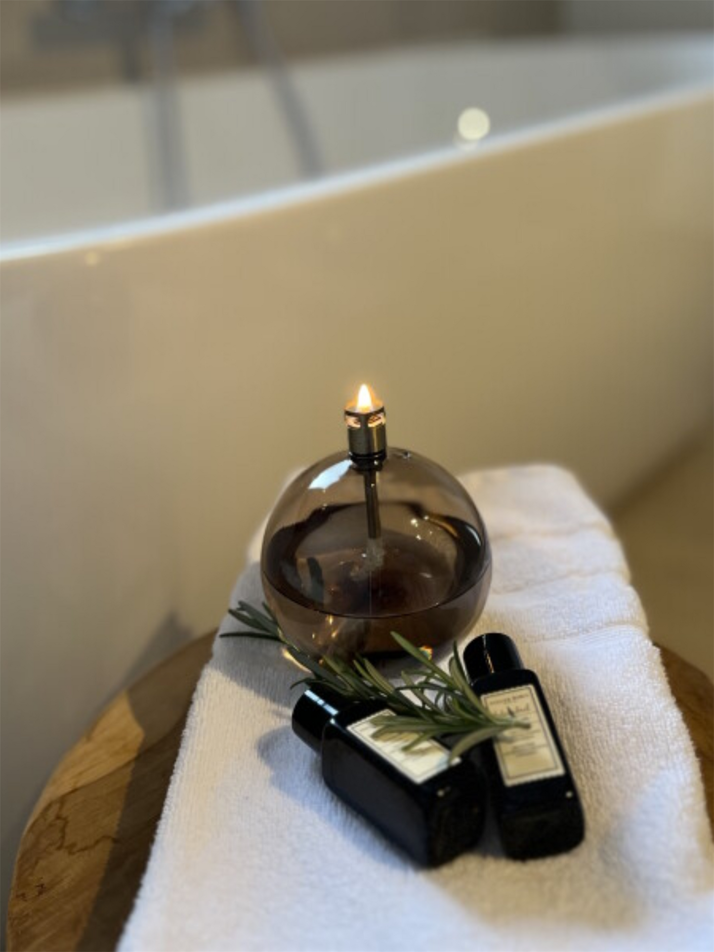 Oljelampe - Round Champagne Beige S