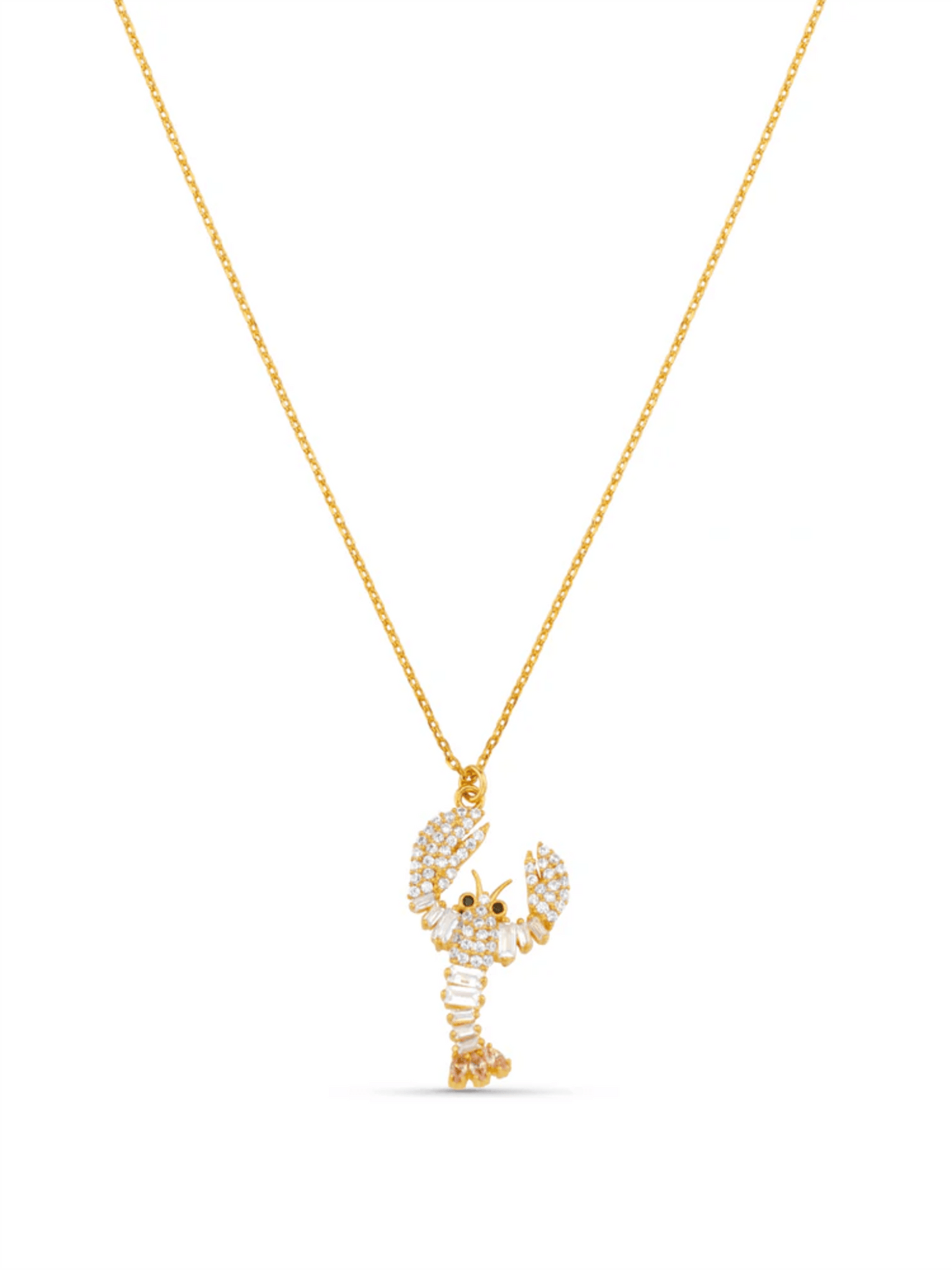 Embellished Lobster Charm Necklace - Gold - at home