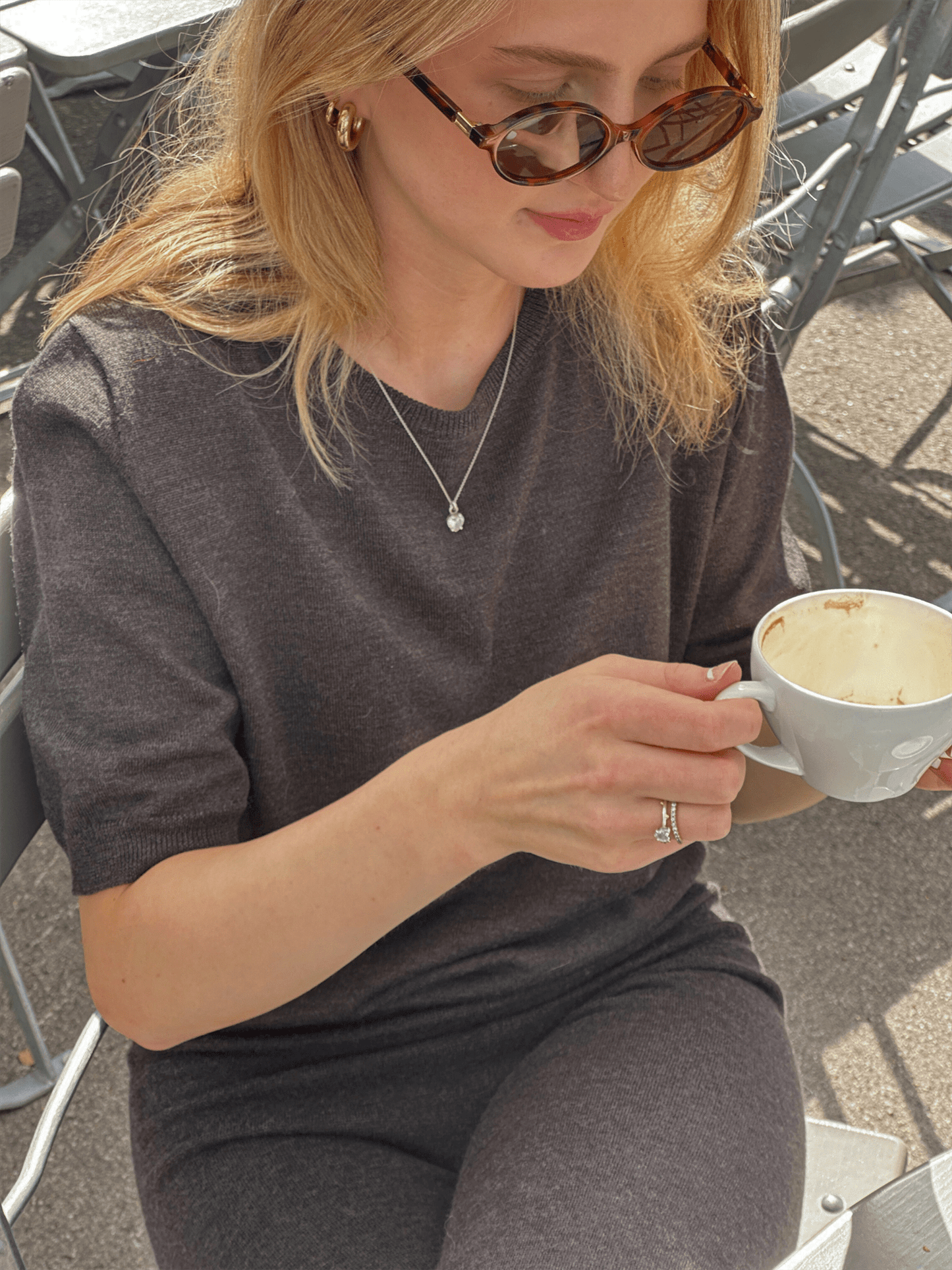 Emmy Merino Top - Brown Melange - at home