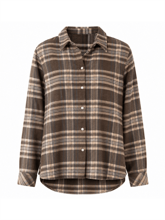 Flannel Shirt Classic - Brown Check - at home