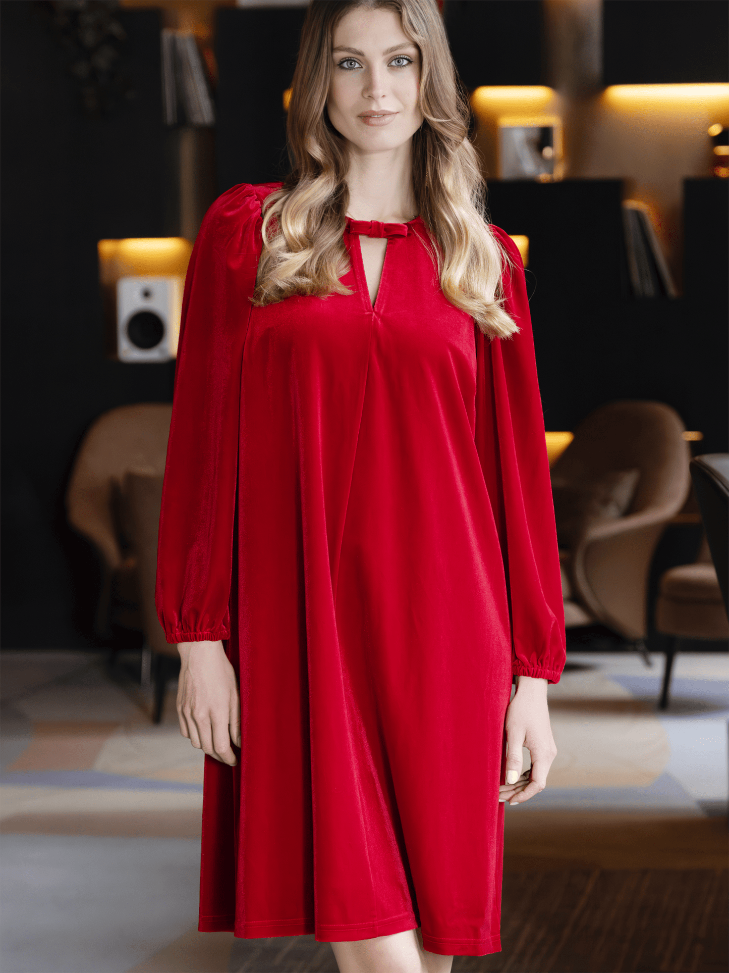 Flora Dress - Red - at home