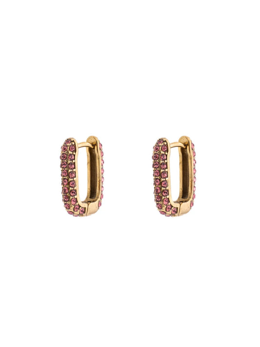Full Bling Square Hoops - Pink - at home