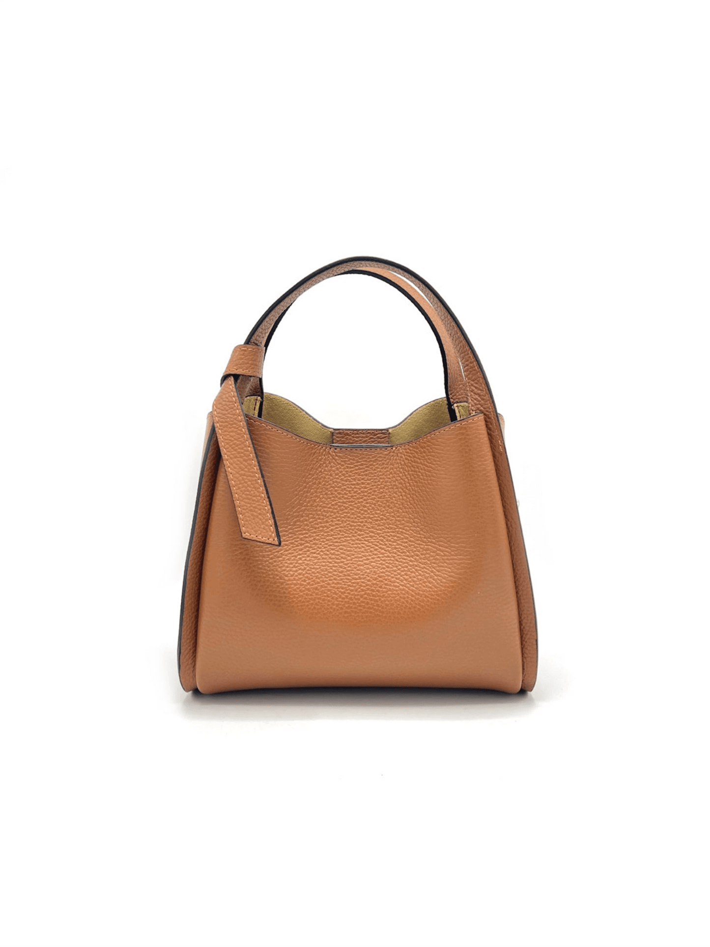 Genuine Leather Knot Handbag S - Camel - at home