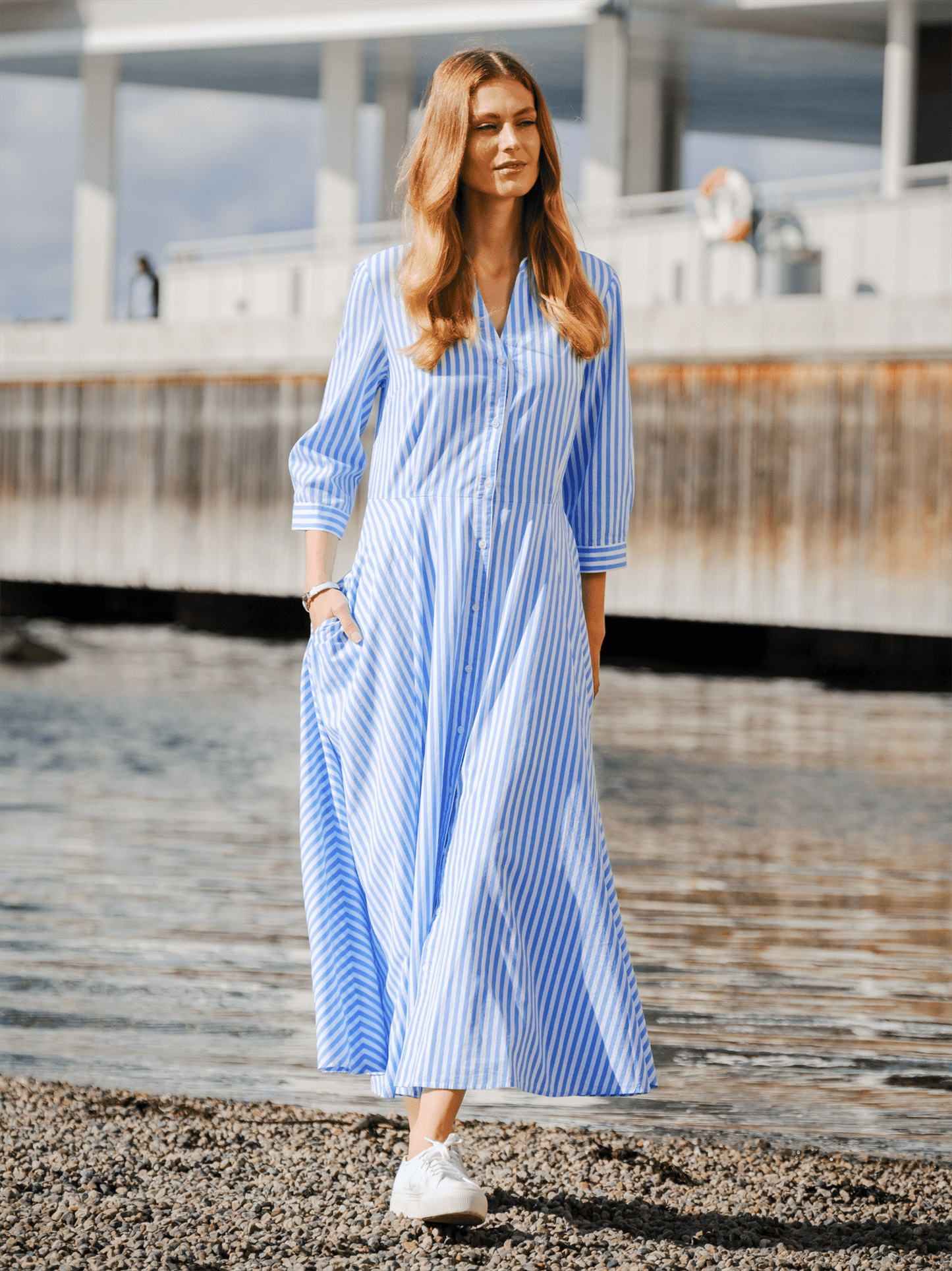 Isabelle Dress - Blue - at home