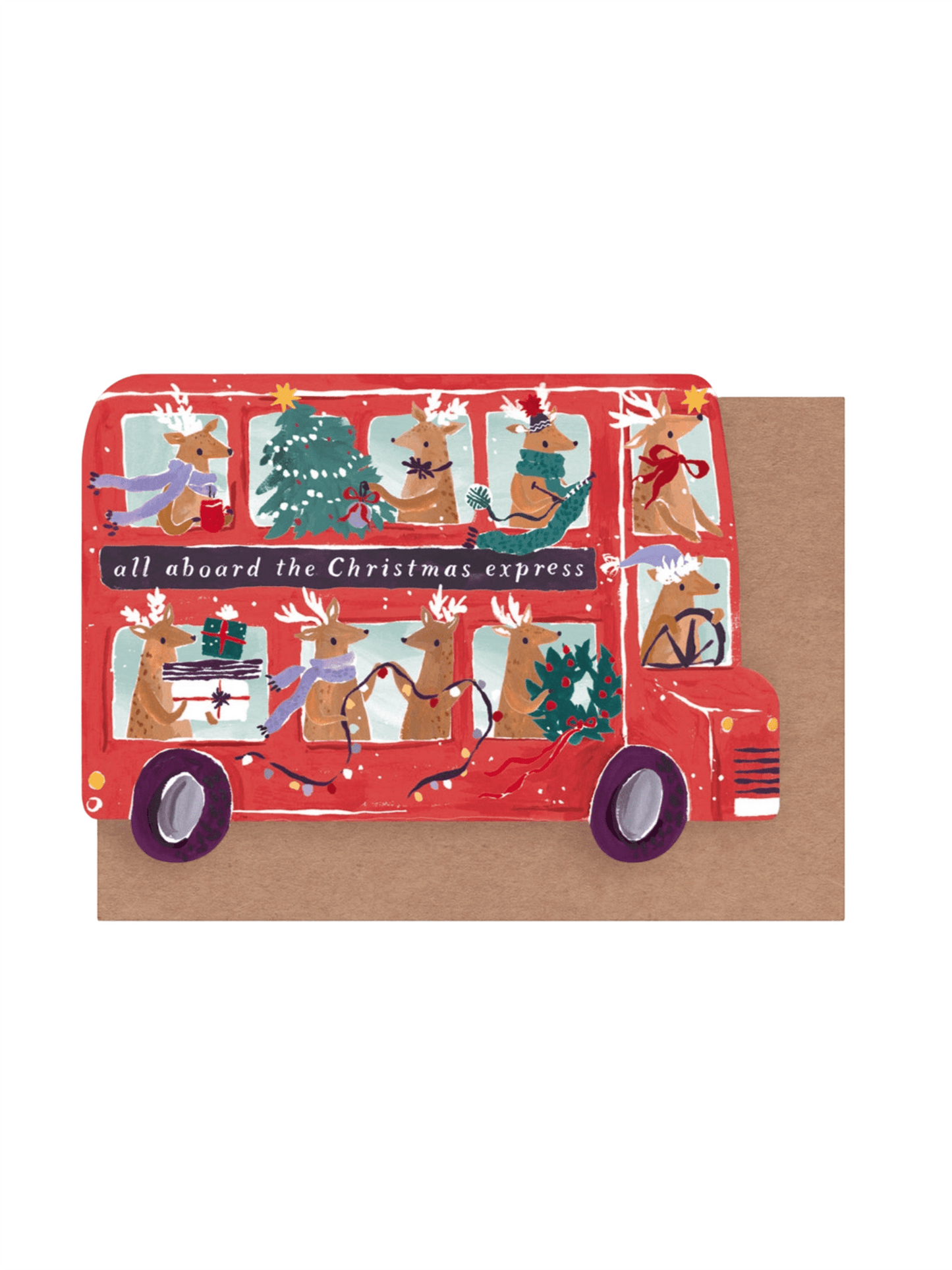 Kort 10.5x15cm - Reindeer Bus - at home