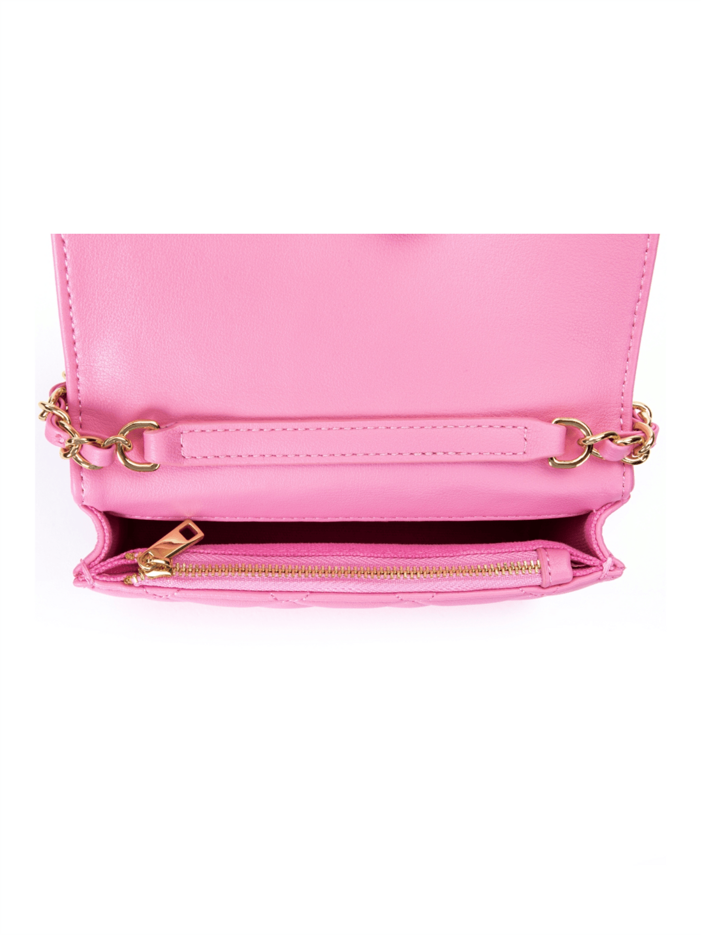 Leather Quilted Mini Bag - Bubblegum Pink - at home