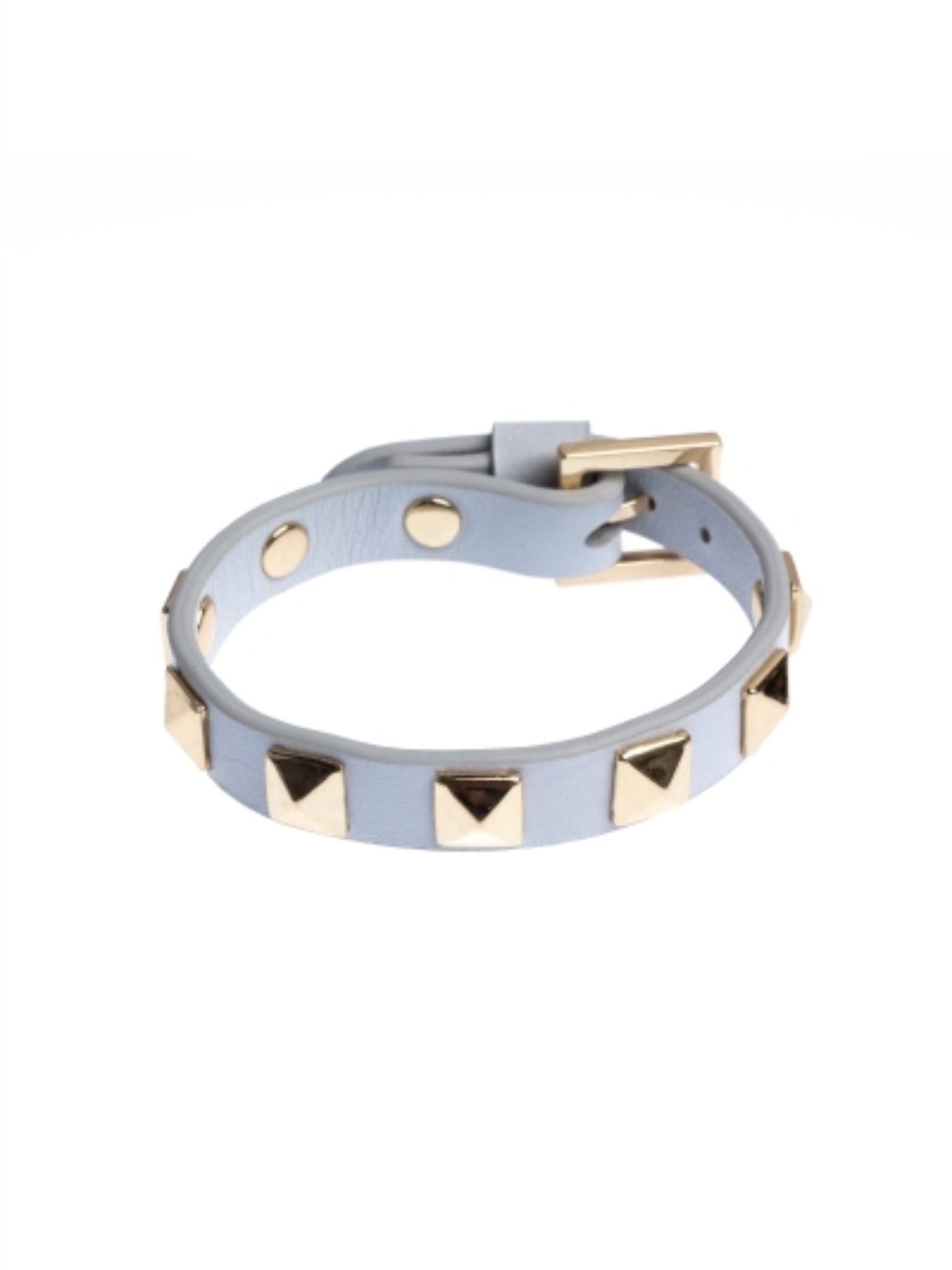 Leather Stud Bracelet - Dusty Blue - at home