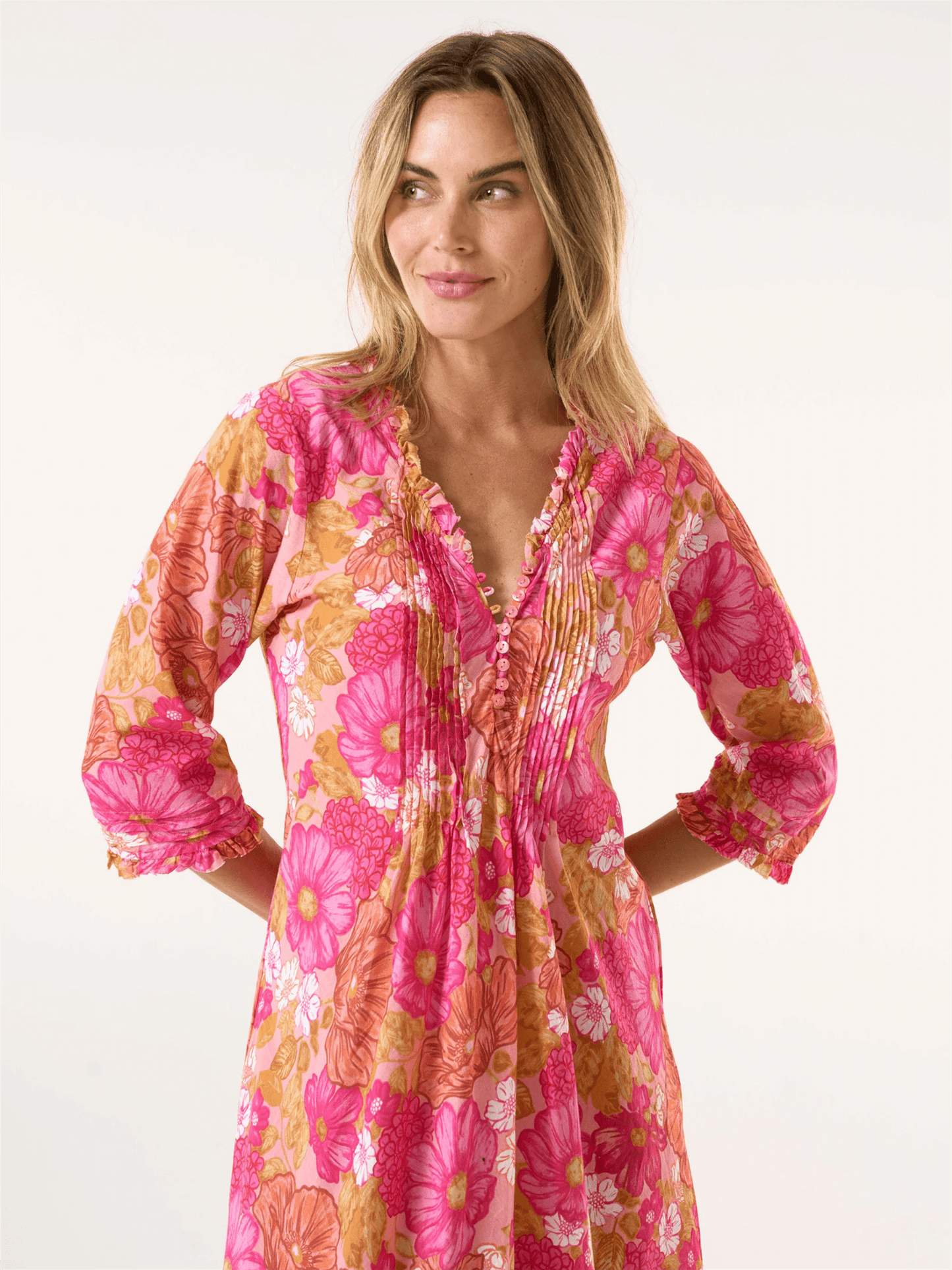 Long Poppy Dress - Cape Coz Pink - at home