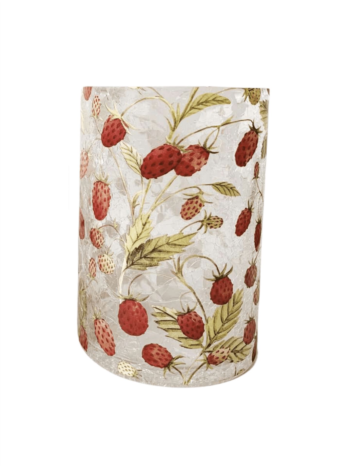 Lysglass 10x14,5cm Krakelert - Jordbær - at home