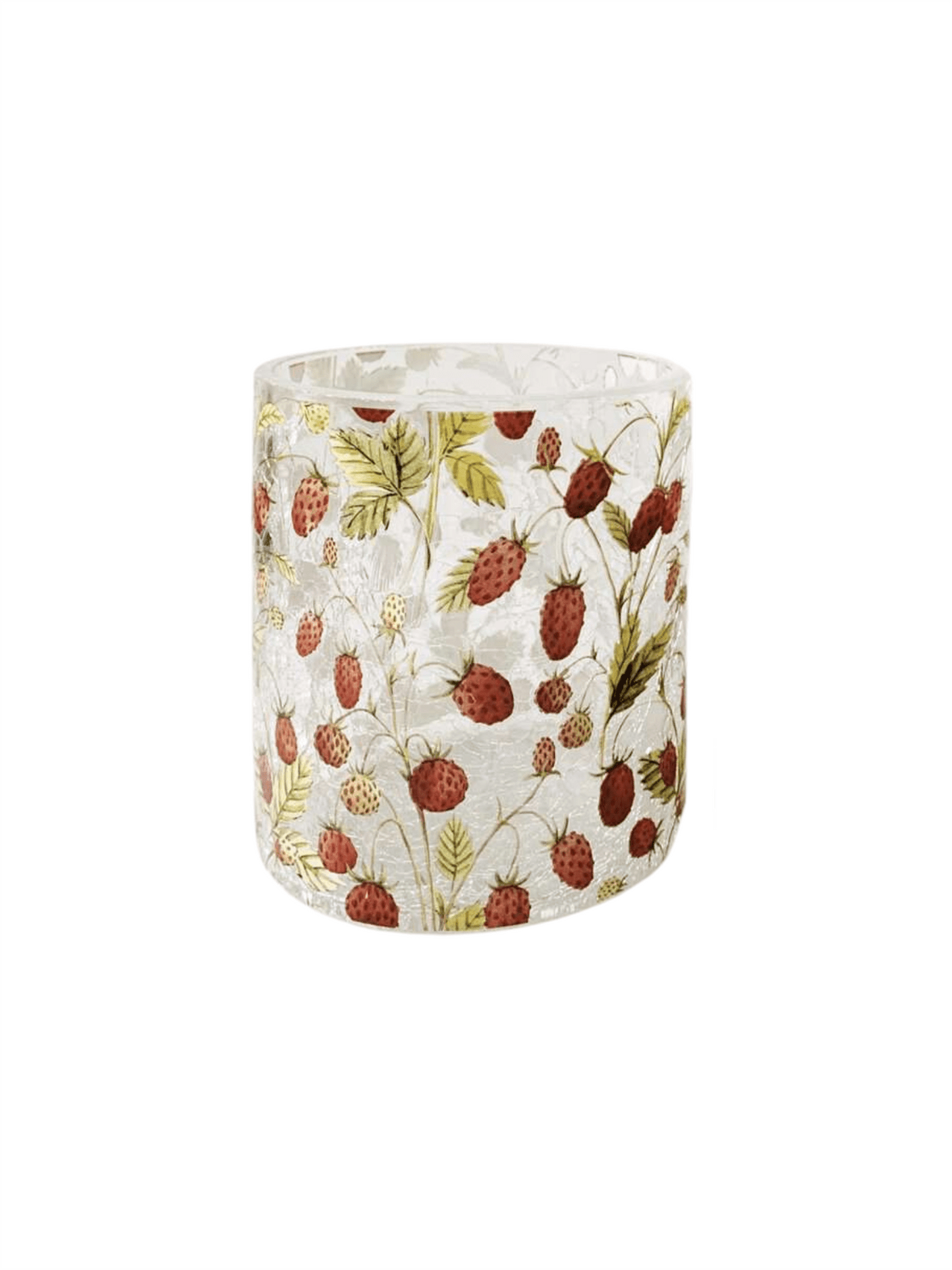 Lysglass 9x10cm Krakelert - Jordbær - at home