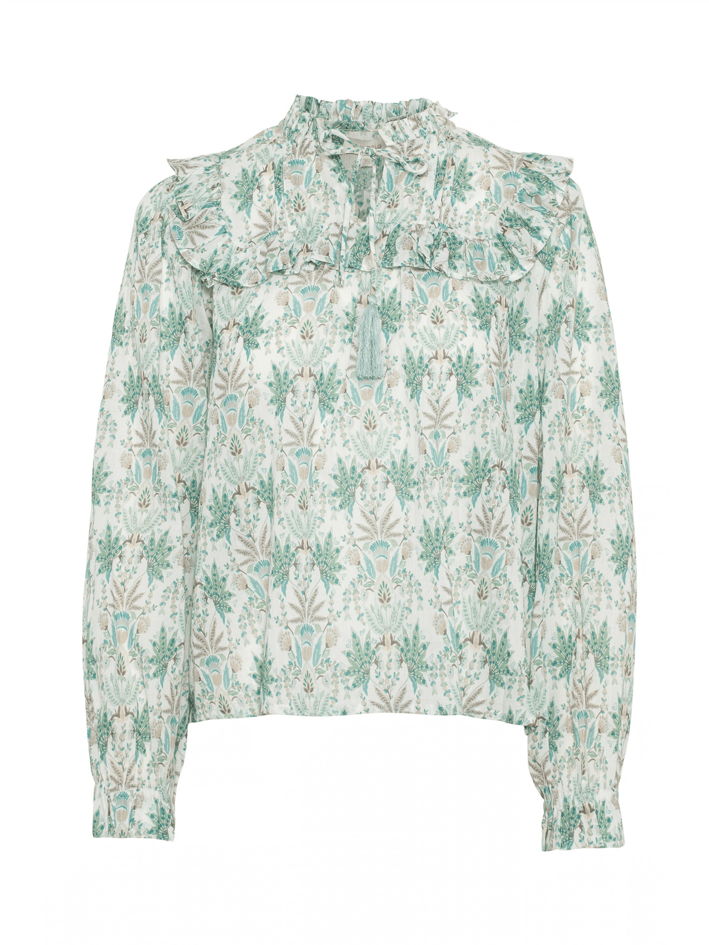 Malina Blouse - Green Leaf Print - at home