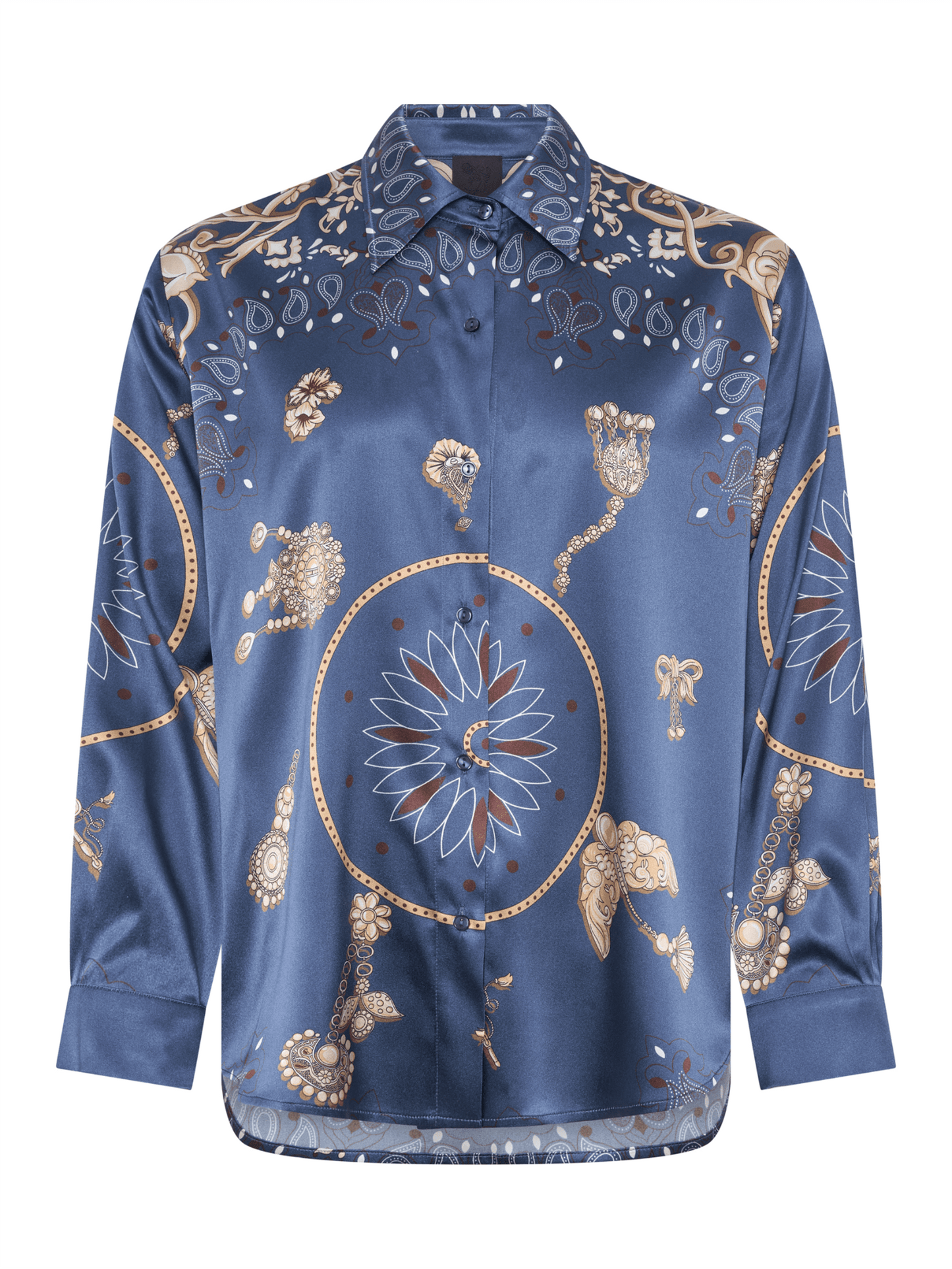 Oline Printed Blouse - Shaded Blue - at home