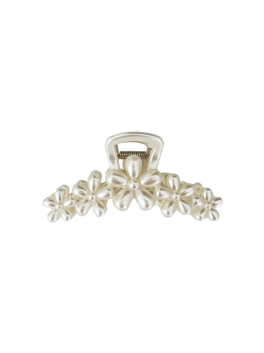 Pearl Hair Claw Floral - White Pearl - at home