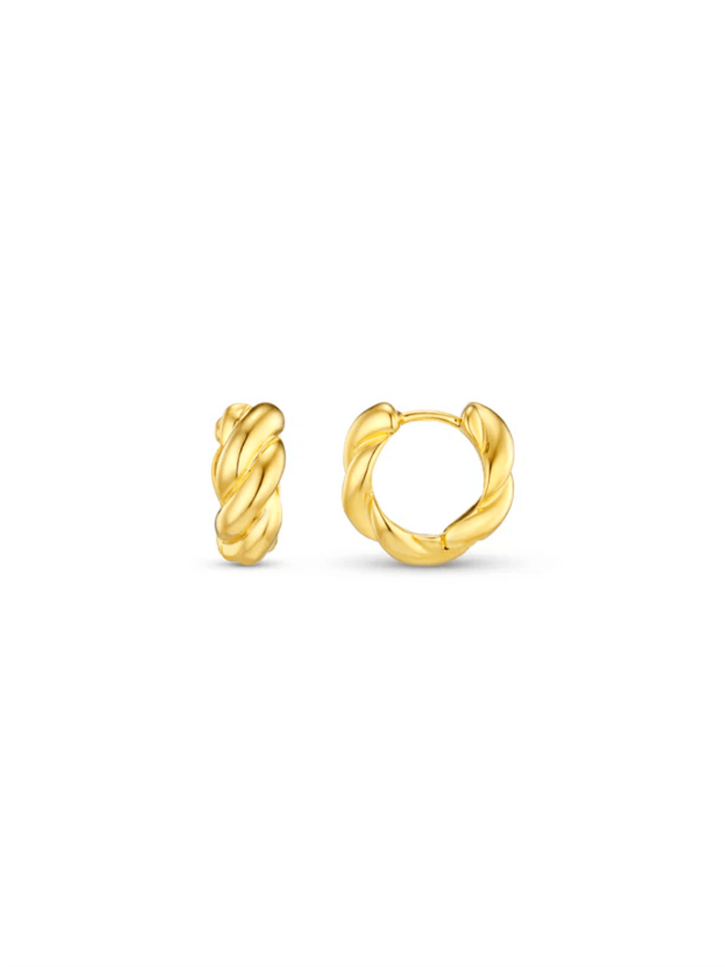 Polished Twist Huggie Hoops - at home