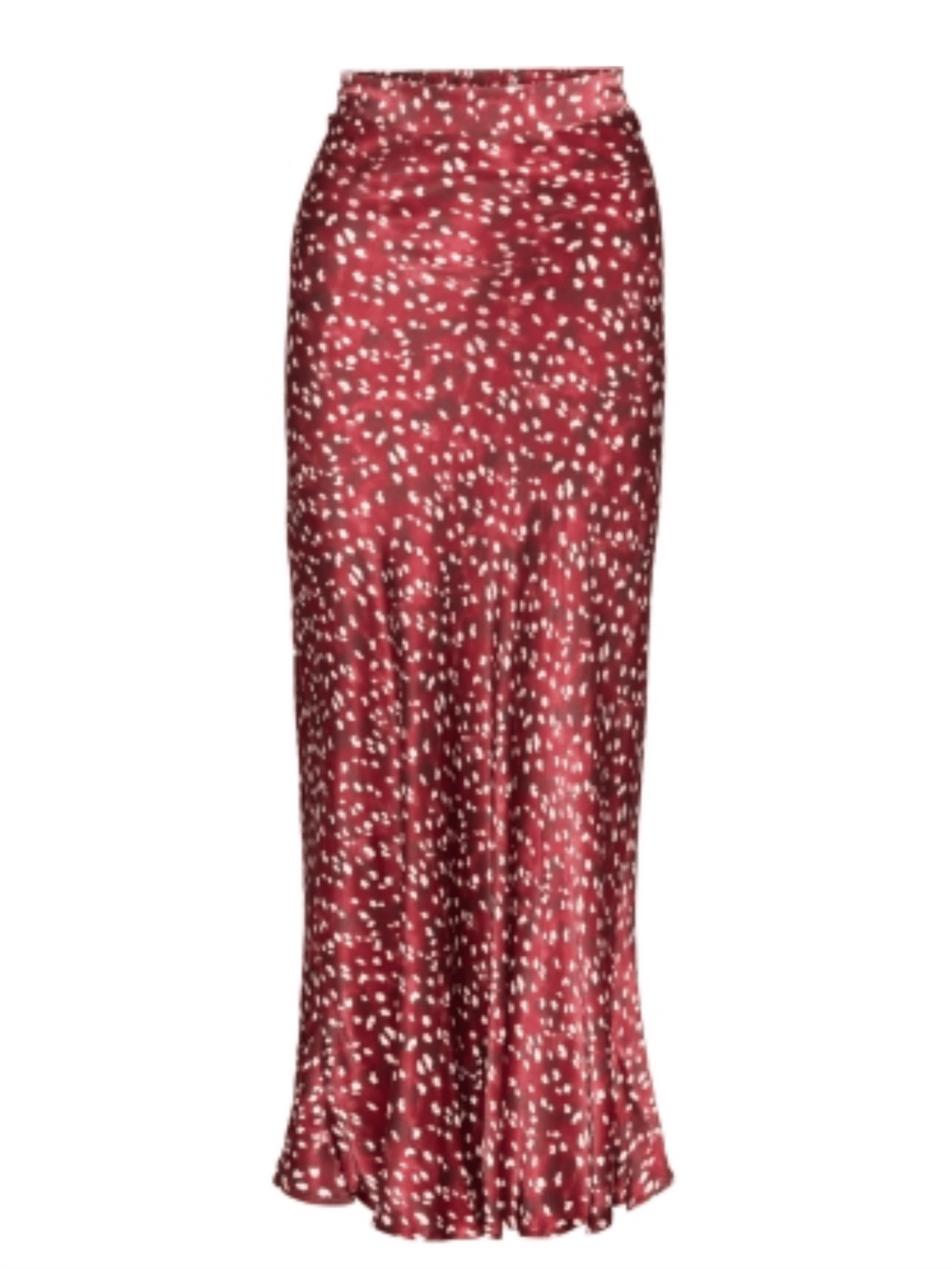 Print Sateng Skirt W/Flat Front - Red - at home