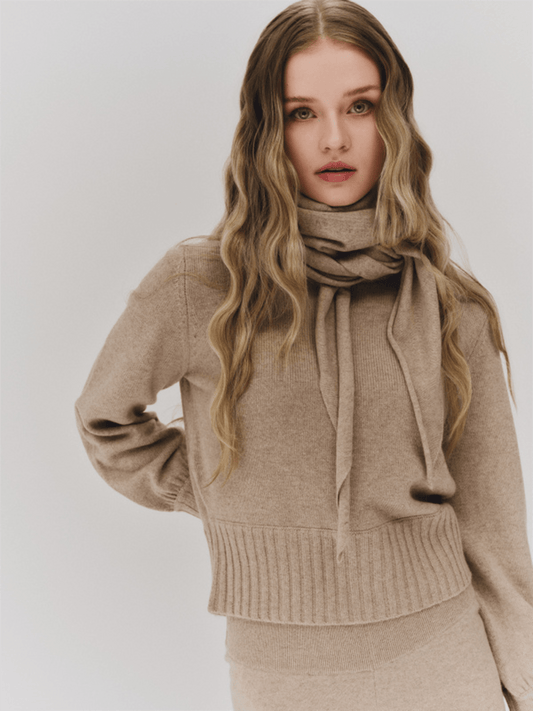 Ronja Casmere Scarf - Beige - at home