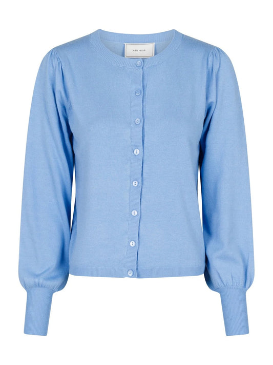 Rose Solid Knit Cardigan - Sky Blue - at home