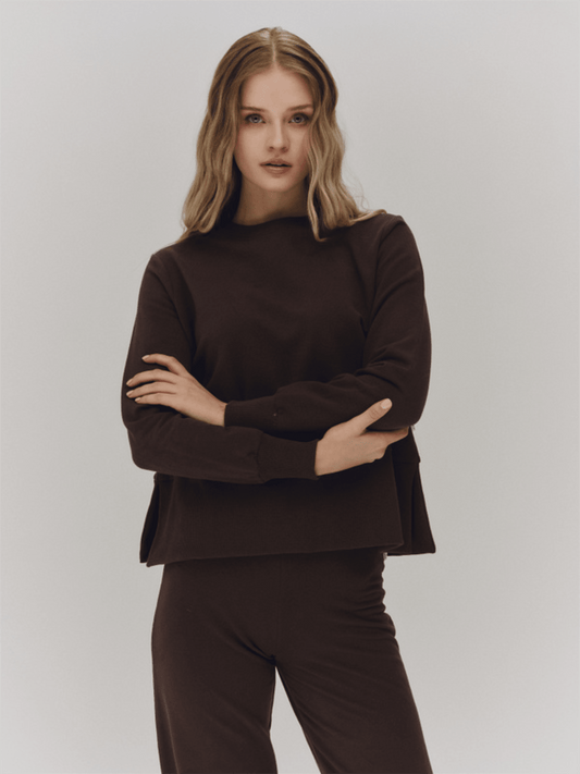 Sadie Sweater - Dark Brown - at home