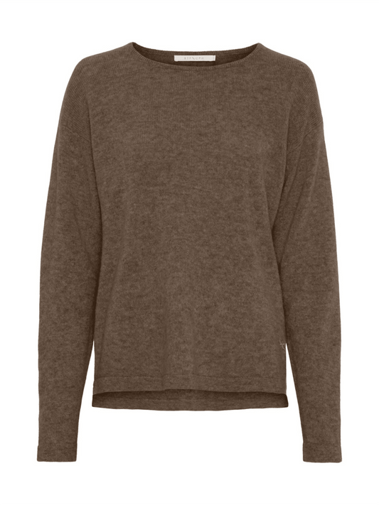 Selina Pure Cashmere Pullover - Brown Melange - at home
