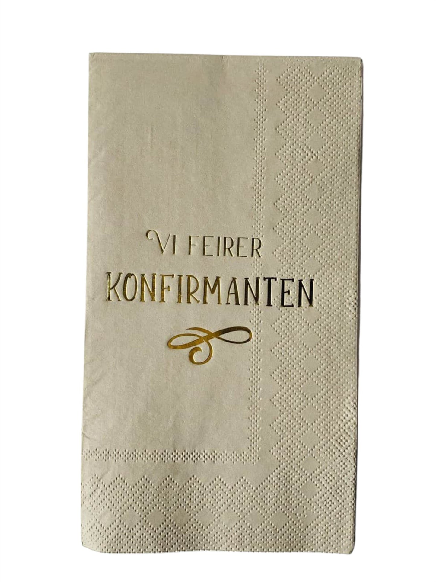Servietter - "Vi Feirer Konfirmanten" Beige 33x40cm - at home