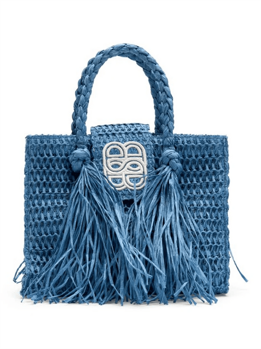 Sigrid Straw Bag - Blue - at home