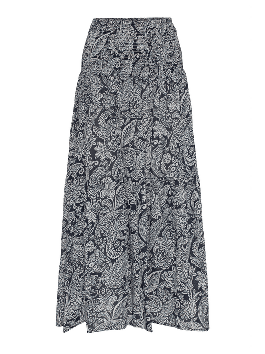Smocking Skirt - Blue Paisley Print - at home