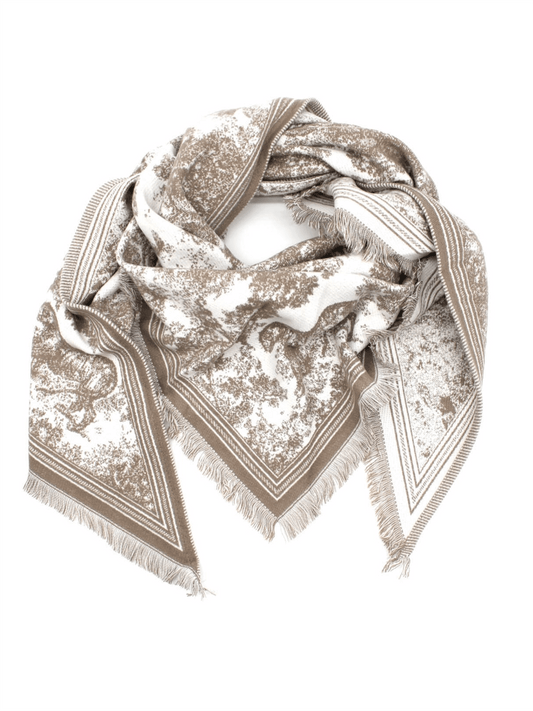 Trekantskjerf Toile de Jouy - Taupe - at home