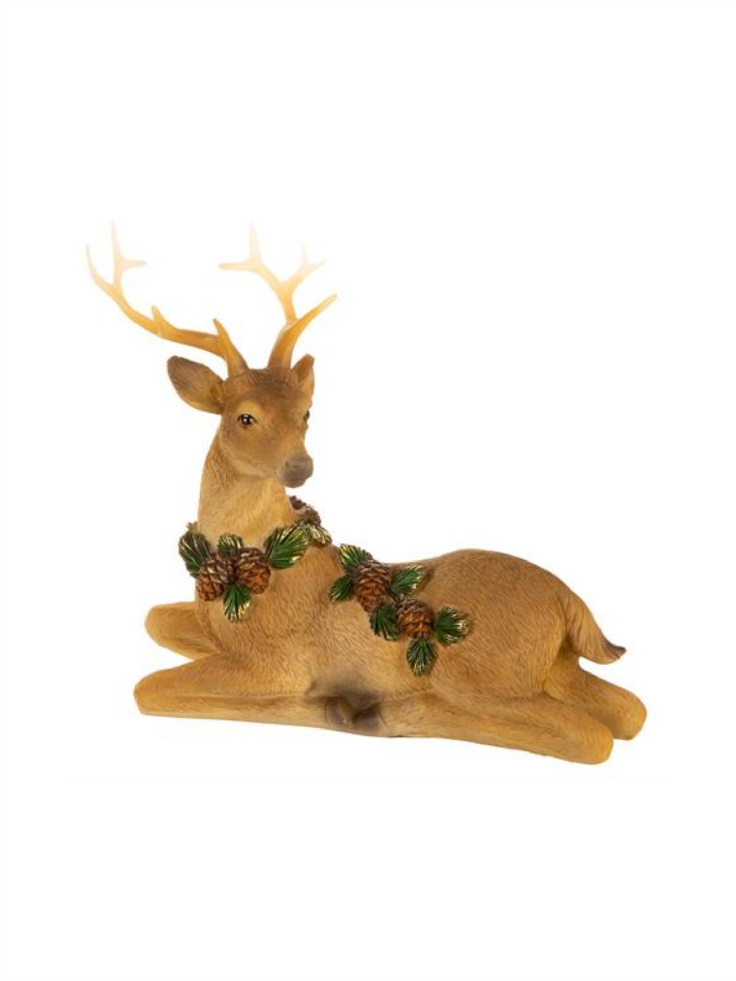 Reinsdyr - Liggende Med Grønn Krans 15,5cm