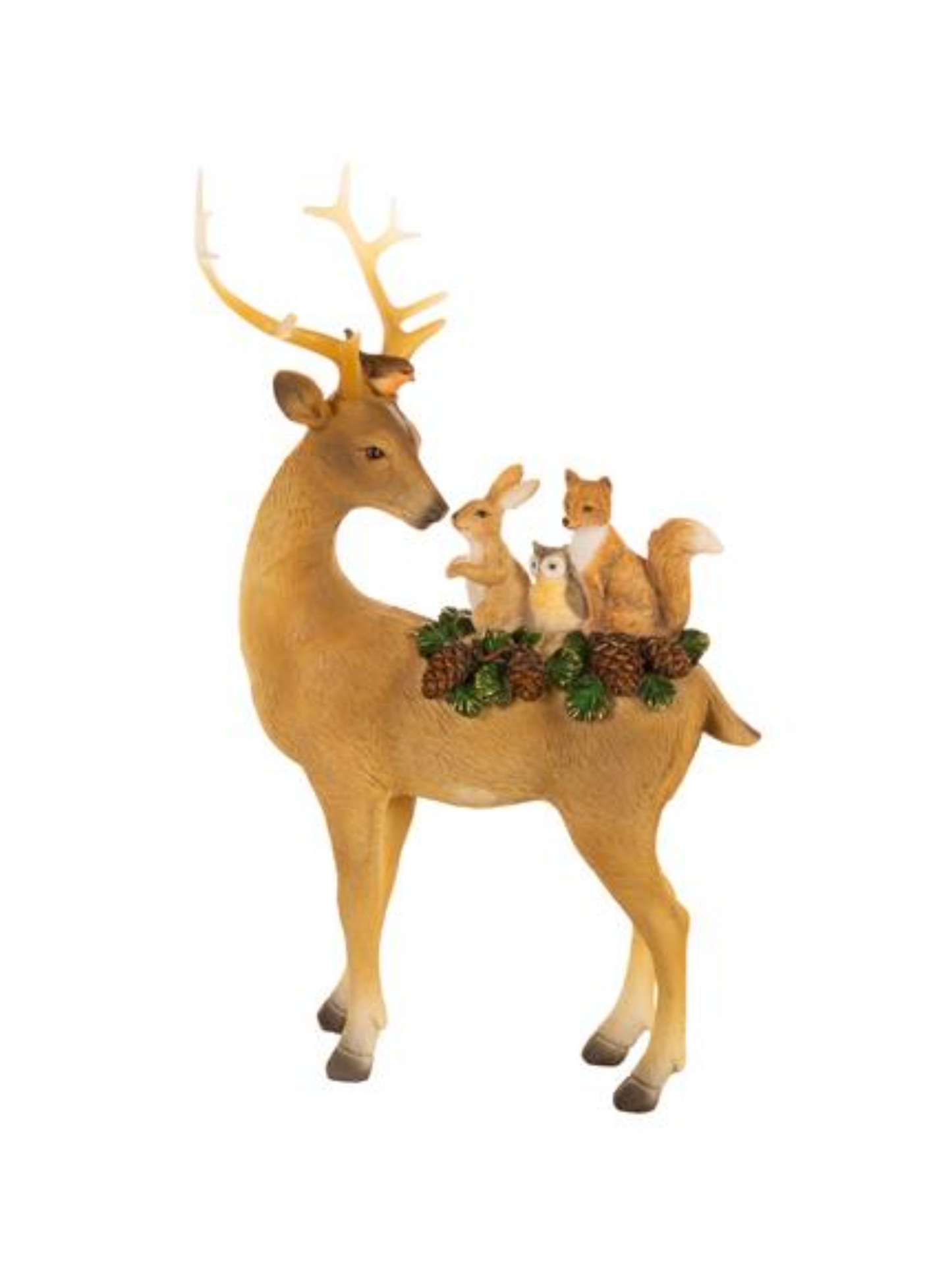 Reinsdyr - Stående Med Grønn Krans 26cm