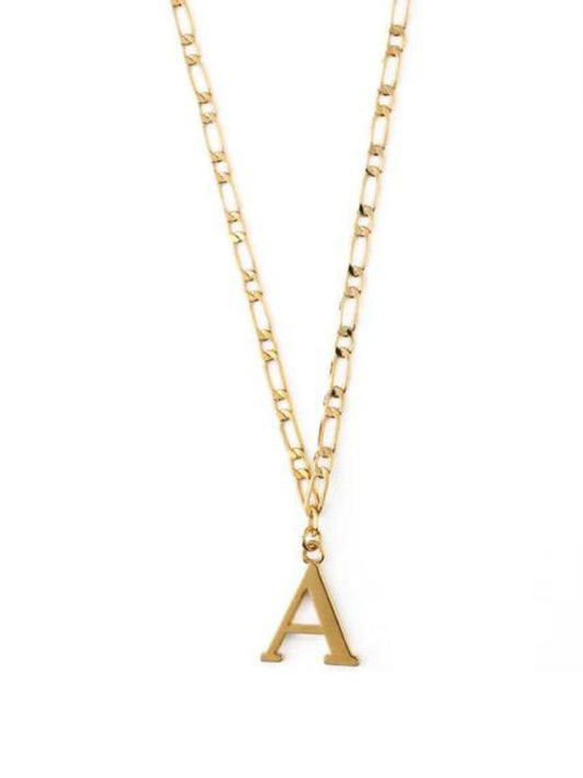 Large Letter Necklace Figaro Chain - Gold (A-Z) - at home